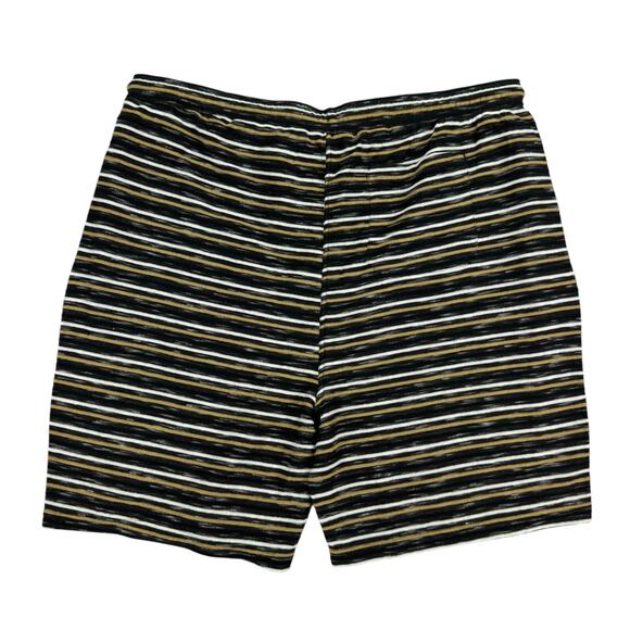 Karl Lagerfeld Mens Slim Fit Textured Stripe Drawstring Shorts Black Tan 2XL - Picture 3 of 4